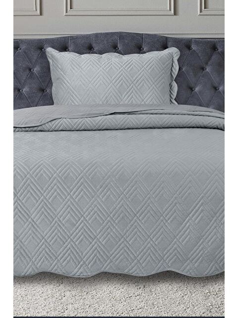 Çeyiz Diyarı Lydia Tek Kişilik Lüks Kadife Yatak Örtüsü Gri - S000496480-20600