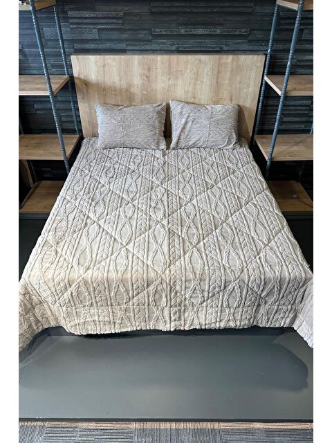 Çeyiz Diyarı Ivy Çift Kişilik 220x240 cm Yatak Örtüsü Bej - S000496483-19928