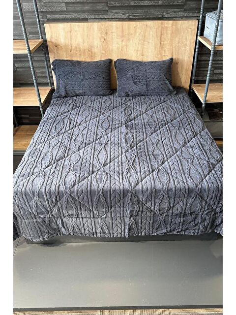 Çeyiz Diyarı Ivy Çift Kişilik 220x240 cm Yatak Örtüsü Antrasit - S000496484-29666