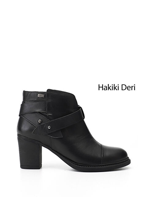 GÖNDERİ(R) Kadın SİYAH Fermuarlı Kalın Topuklu Hakiki Deri Bot - S000493537-19351