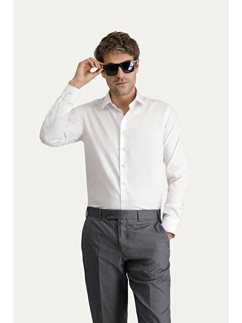 Kiğılı Uzun Kol Slim Fit Dar Kesim Non Iron Klasik Pamuklu Gömlek