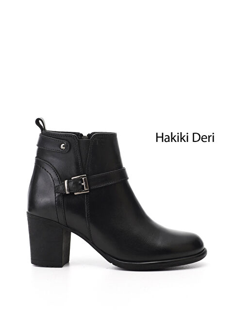 GÖNDERİ(R) Kadın SİYAH Fermuarlı Kalın Topuklu Hakiki Deri Bot - S000493539-19351