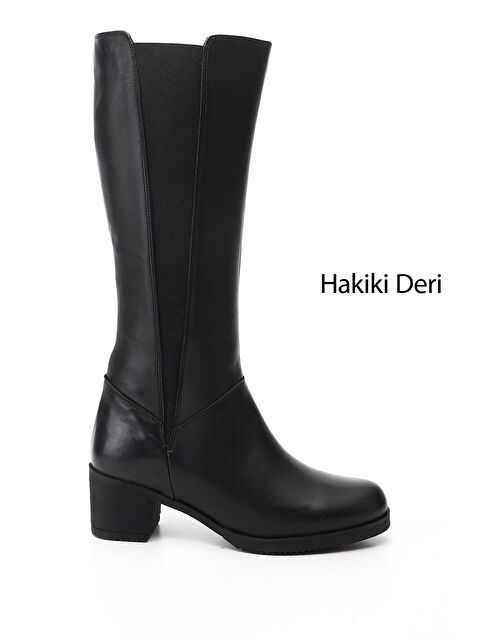 GÖNDERİ(R) Kadın SİYAH Fermuarlı Kalın Topuklu Hakiki Deri Çizme - S000493543-19351