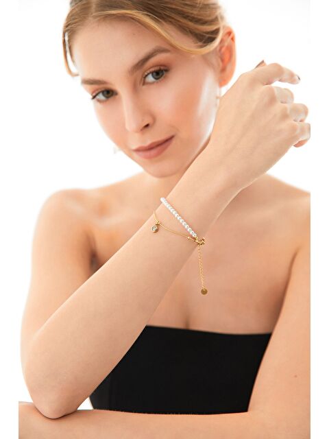 Fullamoda İncili Taş Detaylı Çelik Bileklik - S000348048-20076