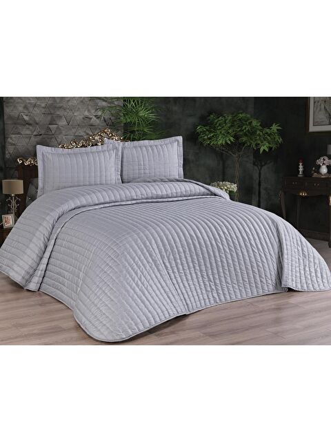 Çeyiz Diyarı Dublin Çift Kişilik Kapitoneli Yatak Örtüsü Gri - S000496505-20600