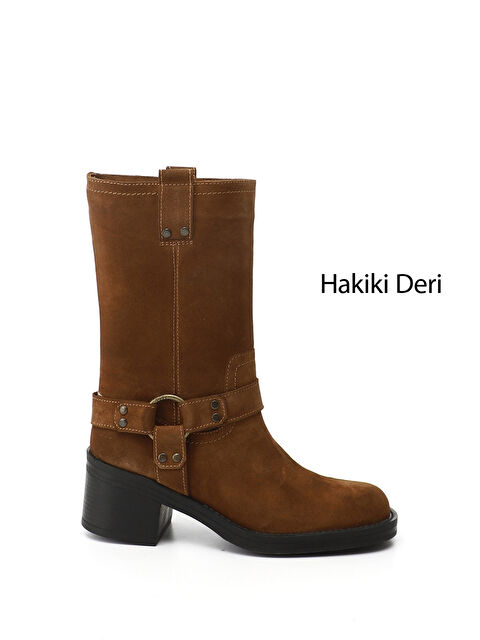 GÖNDERİ(R) Kadın KAHVERENGİ-TABA Kalın Topuklu Hakiki Deri Çizme - S000493550-37323