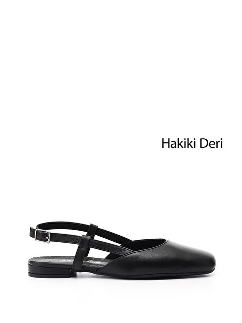 GÖNDERİ(R) Kadın SİYAH Arkası Açık Hakiki Deri Babet - S000493551-19351