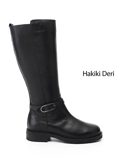 GÖNDERİ(R) Kadın SİYAH Fermuarlı Kalın Topuklu Hakiki Deri Çizme - S000493553-19351