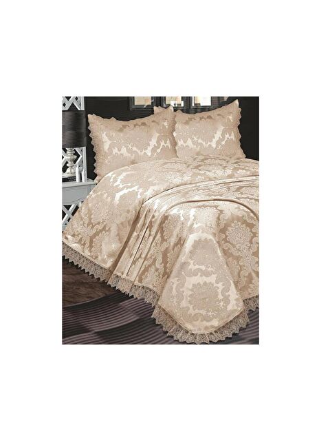 Çeyiz Diyarı Fransız Güpürlü Lunox Yatak Örtüsü Cappucino - S000496506-19413