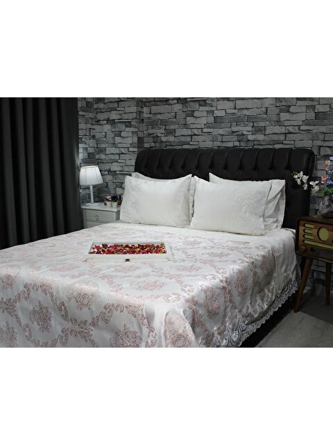 Çeyiz Diyarı Fransız Güpürlü Sonia Yatak Örtüsü Krem - S000496511-19966