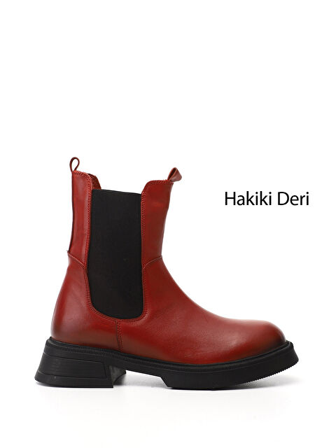 GÖNDERİ(R) Kadın KIRMIZI Kalın Taban Hakiki Deri Chelsea Bot - S000493466-20045