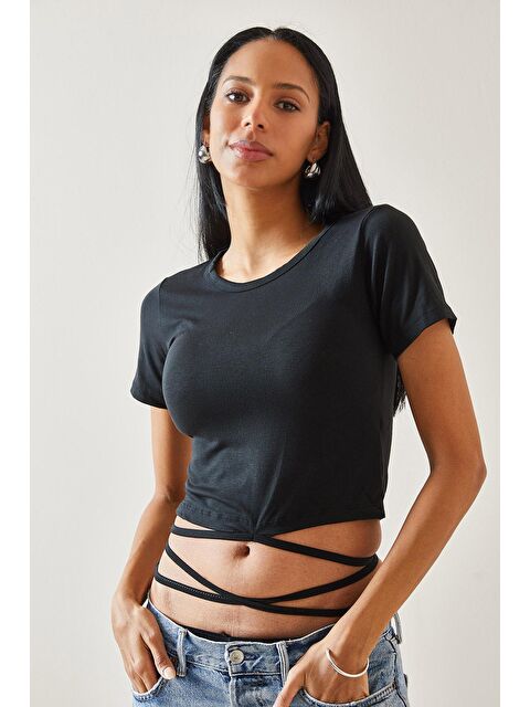 Xhan Siyah Bağcıklı Tişört 5YXK1-48289-02 - S000161933-19351