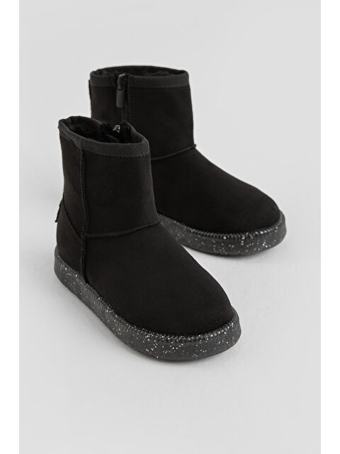 TONNY BLACK Kız Çocuk Siyah Termo Taban Süet Görünümlü İçi Kürklü Kısa Bot - S000493927-14430