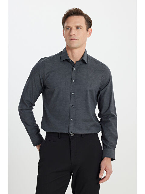 Altınyıldız Classics Erkek Antrasit Slim Fit Dar Kesim Klasik Yaka Flanel Gömlek - S000419581-29666