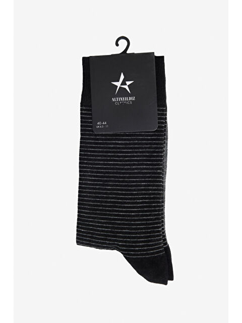 Altınyıldız Classics Erkek Siyah-Gri Desenli Tekli Çorap - S000413139-37430