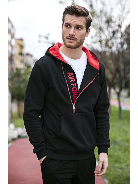 Buratti Kanguru Cepli Fermuarlı Kapüşon Yaka Slim Fit  Erkek Hoodie 575707 - S000000694-37434