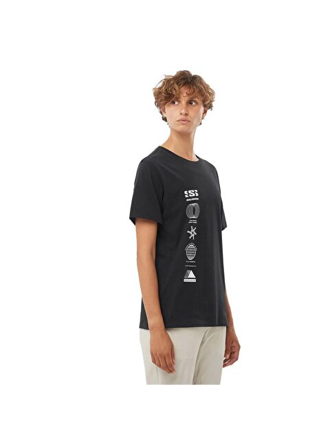 Salomon Logo Combo Kadın Siyah Yuvarlak Yaka Tişört - S000212572-19351