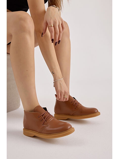 TONNY BLACK Kadın Taba Cilt Termo Taban Bağcıklı Günlük Bot - S000493882-19413