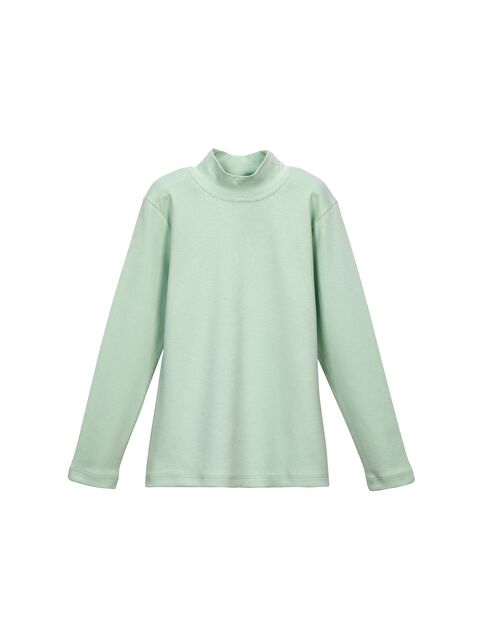 Lovetti Soft Yeşil Kız Çocuk Yarım Balıkçı Uzun Kol Tişört - S000053858-29488