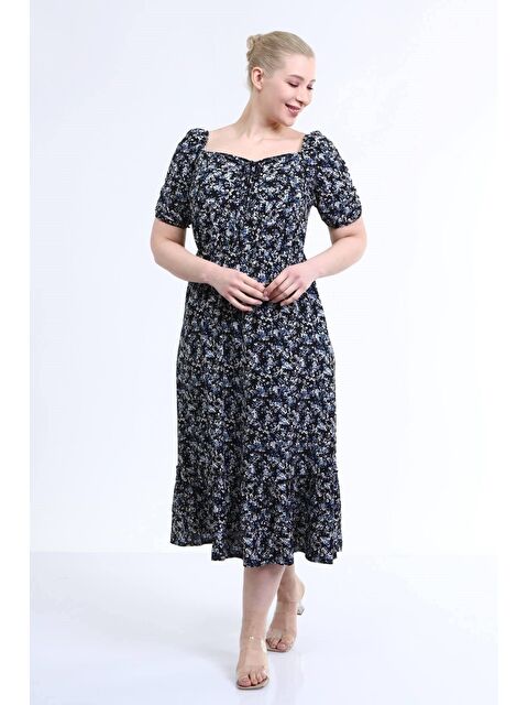 Mylinemoda Yaka Detaylı Prenses Kol Elbise - S000239434-19351