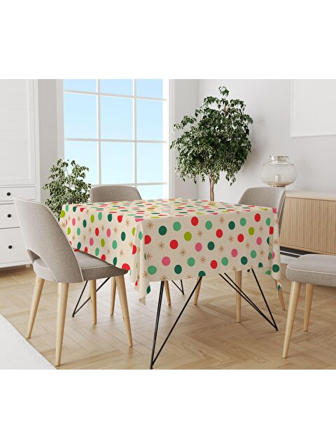 Evmila Yılbaşı Desenli Kadife Doku Masa Örtüsü - S000111254-23173