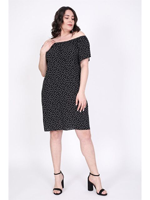 Mylinemoda Düşük Omuzlu Büzgü Detaylı Elbise - S000239251-19351