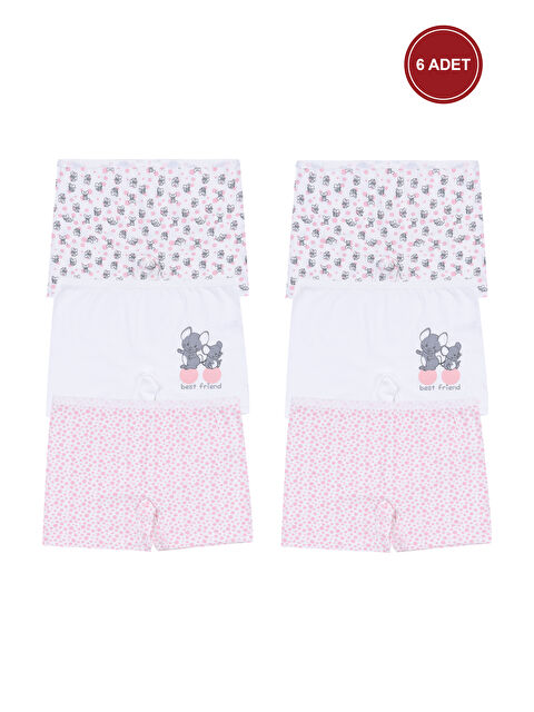 Koza İç Giyim Kız Çocuk Pamuklu 6'lı Baskılı Boxer - S000515130-37242