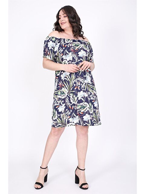 Mylinemoda Düşük Omuzlu Büzgü Detaylı Elbise - S000239513-37444