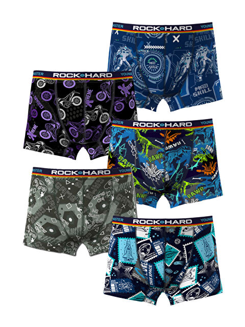 Rockhard Erkek Çocuk Desenli Boxer 5'Li Paket Karışık Gönderilir - S000424635-23173