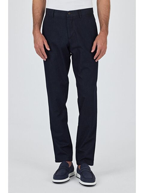 İMZA Koyu Lacivert Gabardin Yan Cep Düz Paça Casual Comfort Fit Pamuklu Chino Pantolon 1003250211 - S000387996-29672