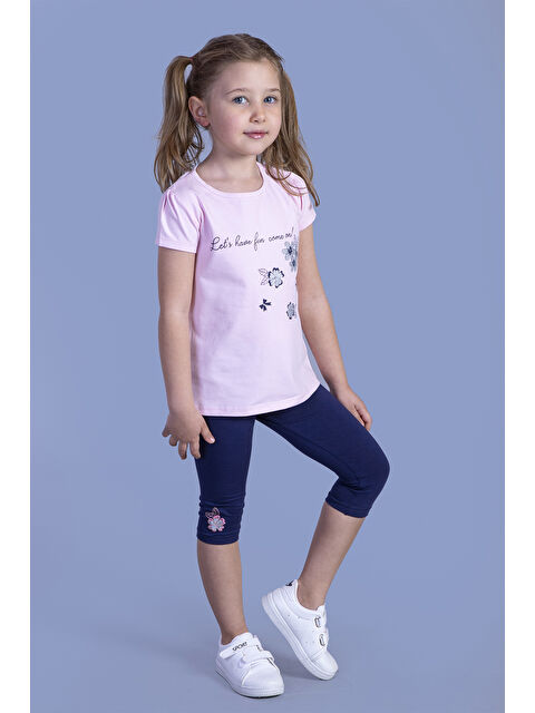 Toontoykids Kız Çocuk Çiçek Desenli Yazı Baskılı Taytlı Takım - S000418956-20024