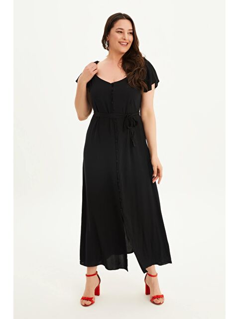 Mylinemoda Kolları Volanlı Uzun Elbise - S000239339-19351