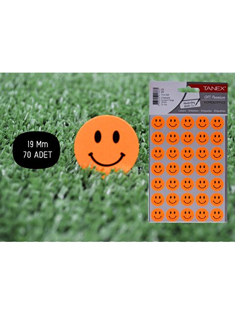 Tanex TNX-328 Flo Daire  Turuncu  Gülen  Etiketi 19 Mm 70 Adet - S000080060-20013