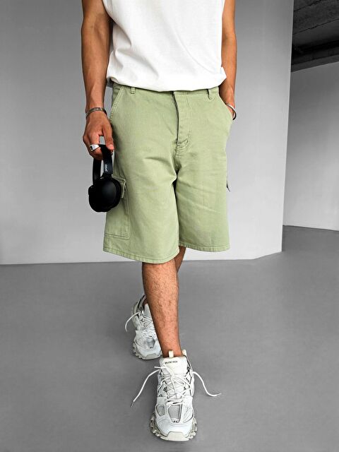 Abluka Online Erkek Süper Baggy Fit Kargo Cepli Şort Yeşil - S000236533-18194