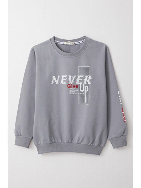 Breeze Erkek Çocuk Sweatshirt Motivasyon Temalı Gri (8-12 Yaş) - S000244077-20600