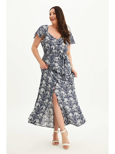 Mylinemoda Kolları Volanlı Uzun Elbise - S000239327-21164