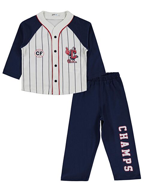 Civil Boys Çizgili Düğmeli 2-5 Yaş Pijama Takımı - Lacivert 5-6 Yaş - S000511289-21164