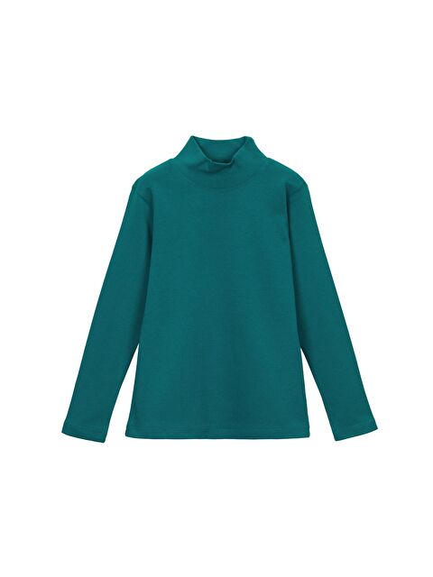 Lovetti Koyu Petrol Kız Çocuk Yarım Balıkçı Uzun Kol Tişört - S000053858-20018