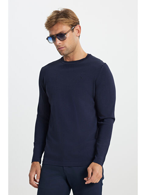 Altınyıldız Classics Erkek Lacivert Standart Fit Normal Kesim Bisiklet Yaka Triko Basic Kazak - S000402929-21164