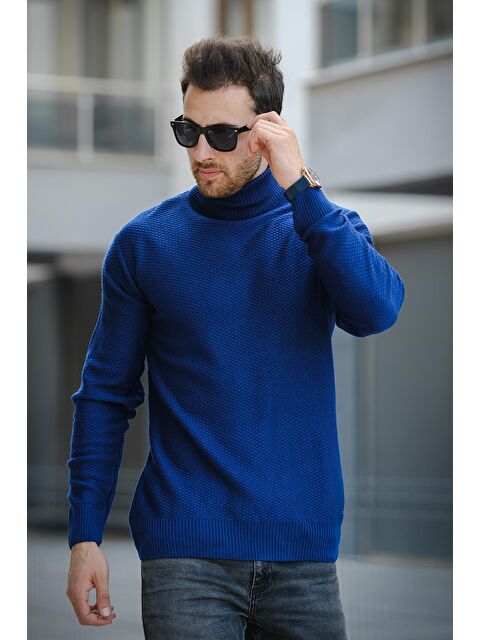 Oksit Seka 500 Slim Fit Petek Örgü Erkek Tam Balıkçı Kazak - S000273275-23710