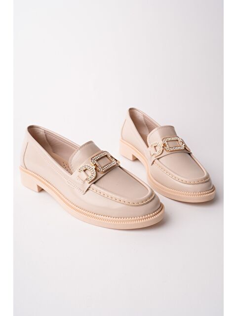 Muggo ARVEN Metal Tokalı Taş Detaylı Günlük Kadın Günlük Loafer Ayakkabı - S000514233-26407