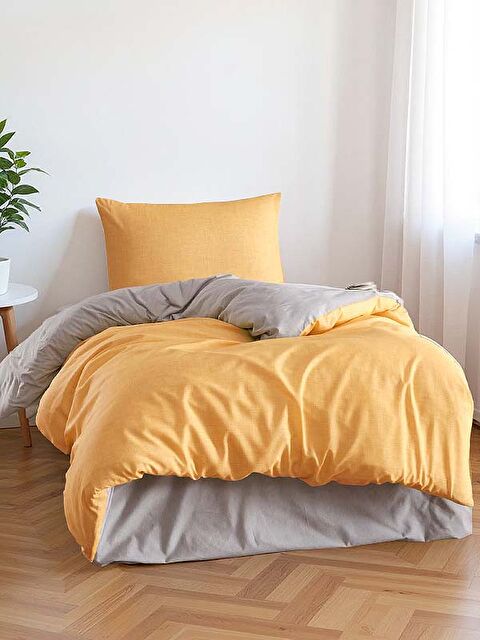 UPSTYLE Tek Kişilik Kolay Ütülenir Nevresim Takımı Sarı Gri - S000531889-20072