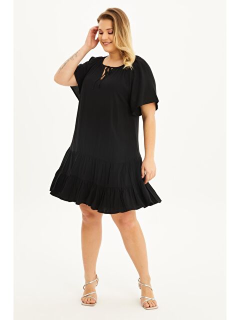 Mylinemoda Astarlı Pelerin Kol Fırfırlı Elbise - S000239273-19351