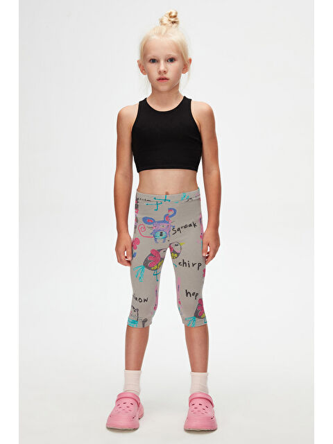 Lovetti Gri 1 Kız Çocuk Chirping Animals Desen Kapri - S000053591-17308