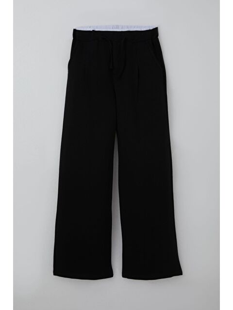 Breeze Kız Çocuk Eşofman Altı Bel Kısmı Lastik Detaylı Bağcıklı Cepli Siyah (9-14 Yaş) - S000527302-19351