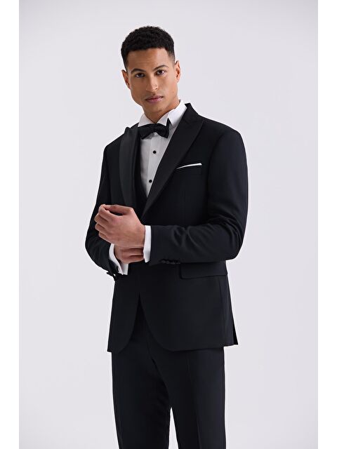 JAKAMEN Siyah Slim Fit Sivri Yaka Smokin Takım Elbise - S000497637-19351