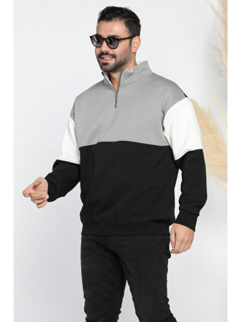 Mishar İtalia Erkek Dik Yaka Garnili Şardonlu Üç İplik Sweatshirt - S000309147-20600