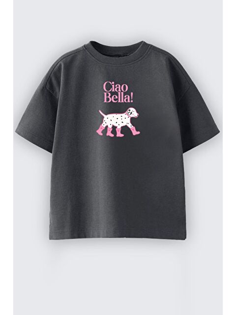 Monila Kız Çocuk Köpek Baskılı Pamuklu T-Shirt - S000518229-29666