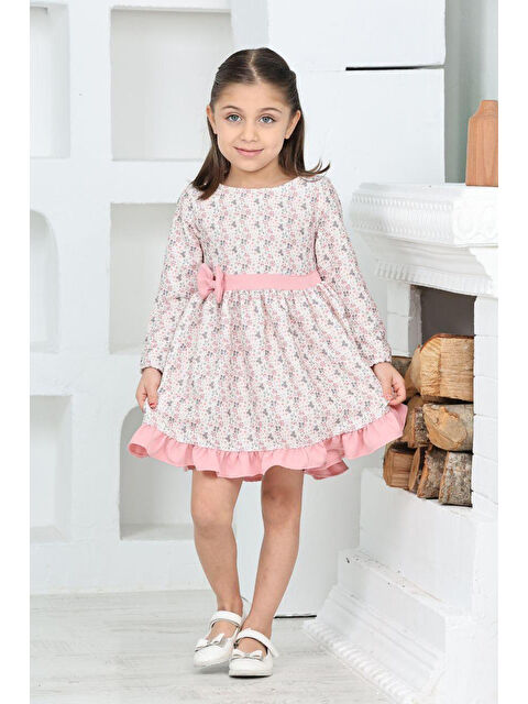 Eftelya Kız Çocuk Fırfırlı Ve Fiyonklu Elbise 12173 - S000360918-20024