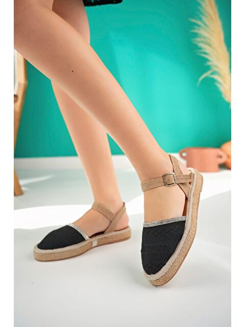 Oksit Glara Önü Kapalı Hasır Görünümlü Kadın Triko Sandalet - S000164678-19351